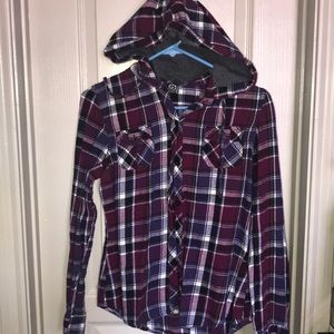 Plum/Violet Plaid Shirt with Hood